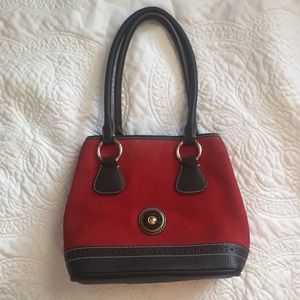 Dooney & Bourke Red Leather Purse w/ Brown Trim